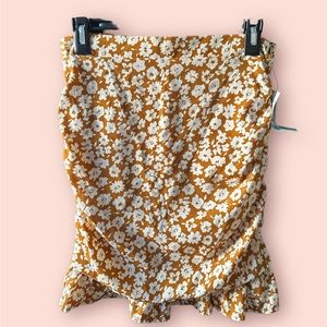 Ruched mini skirt - Mustard